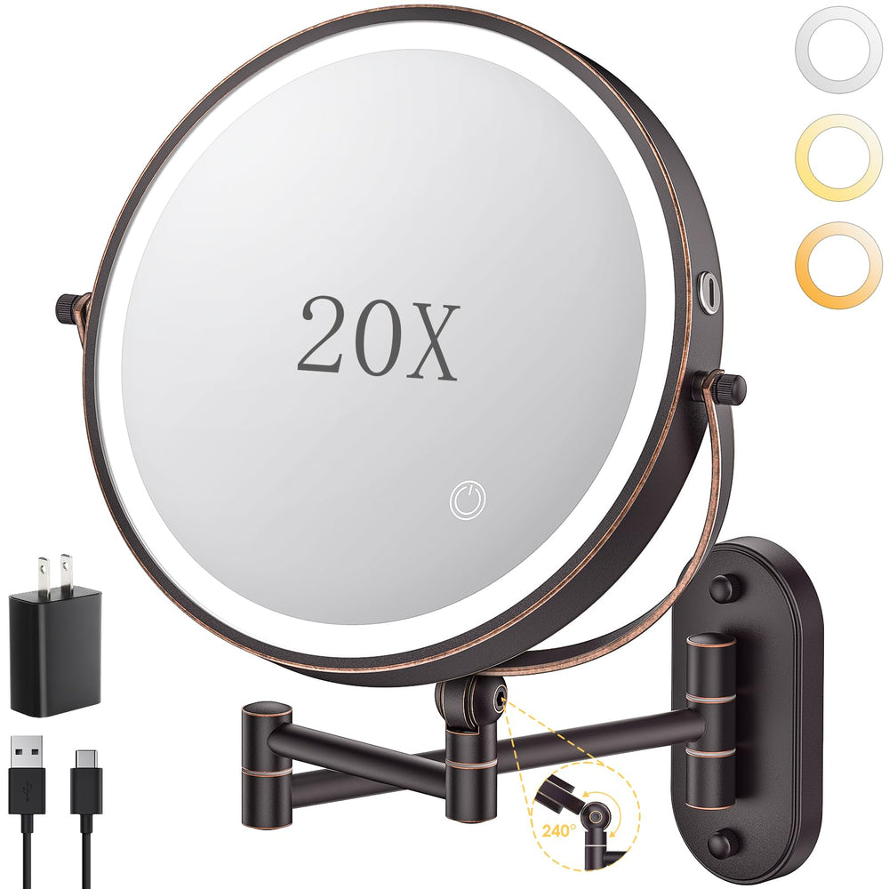 Miroir de maquillage mural ZLOKLA avec lumière intégrée, usage quotidien pratique