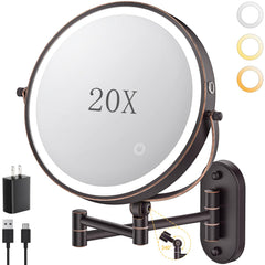 Miroir de maquillage mural ZLOKLA avec lumière intégrée, usage quotidien pratique