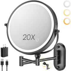 Miroir ZLOKLA de maquillage murale 9 pouces avec lumière pour précision