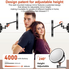 Miroir ZLOKLA avec rotation 360° et bras étendu pour flexibilité