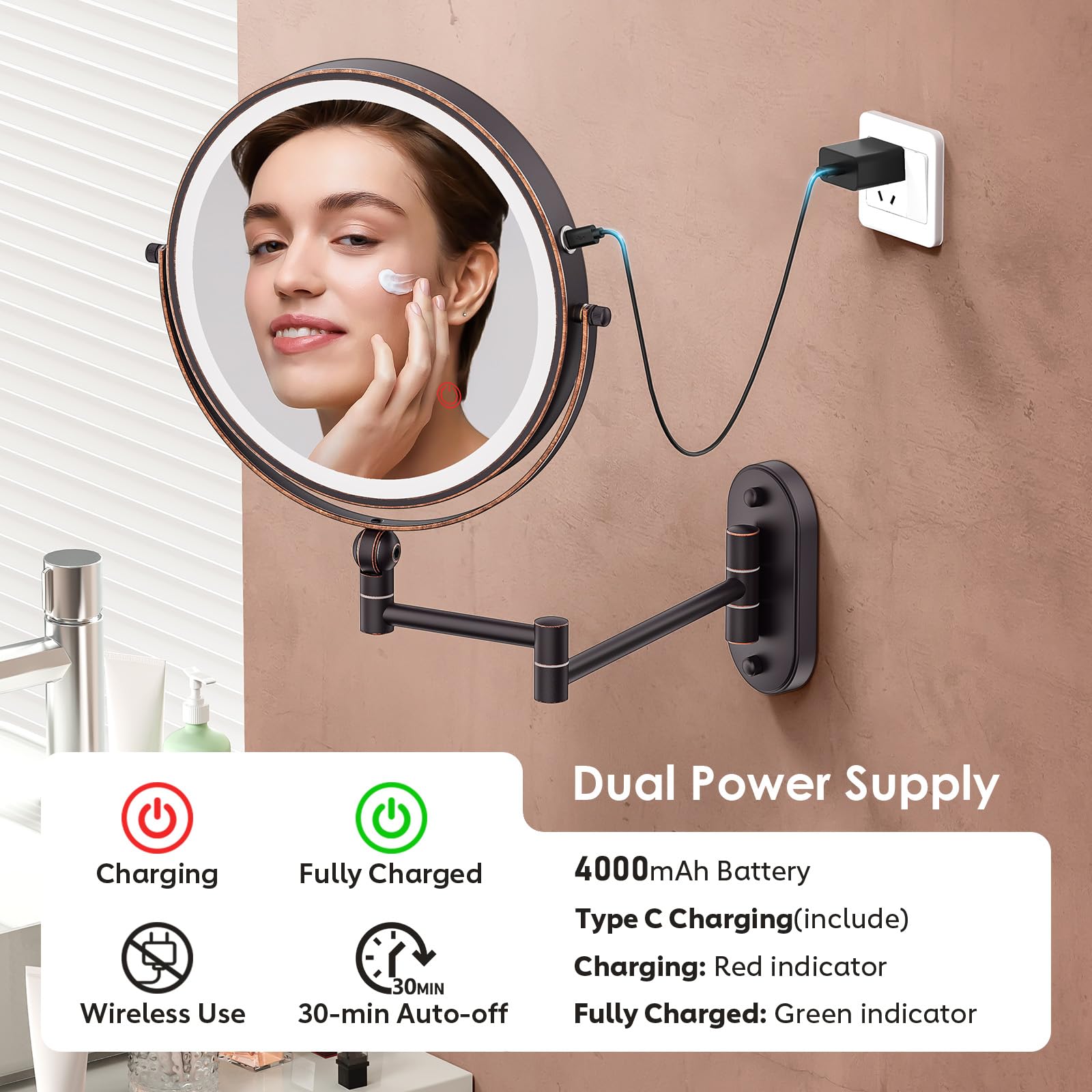 Miroir ZLOKLA en nickel perlé, design premium et durable