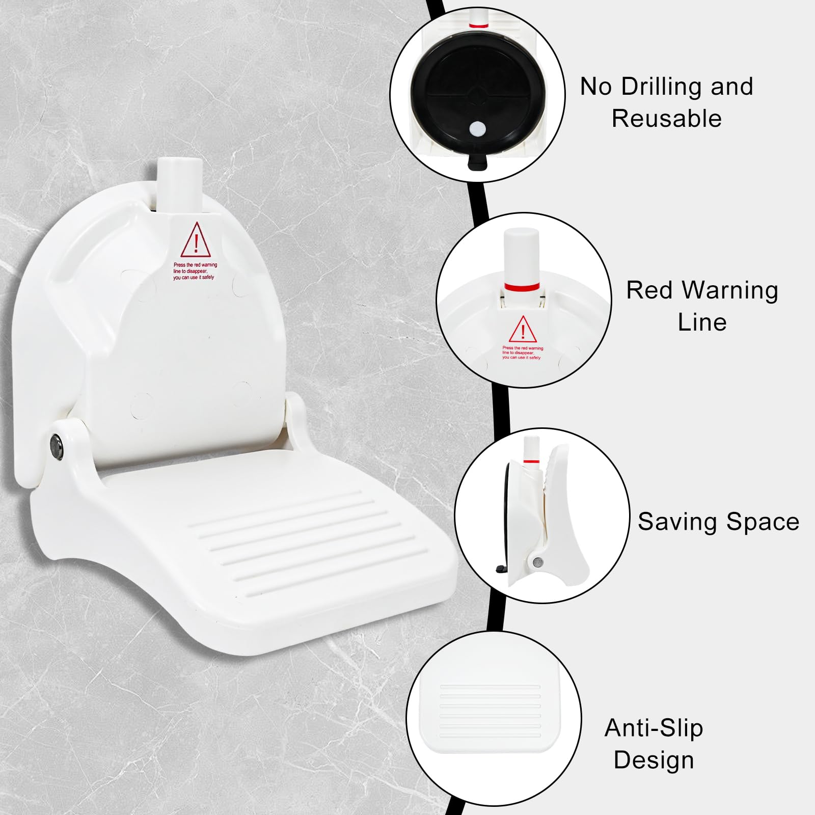 ZMJY repose-pieds-douche surface-antiderapante et indicateur securite aide a rester stable