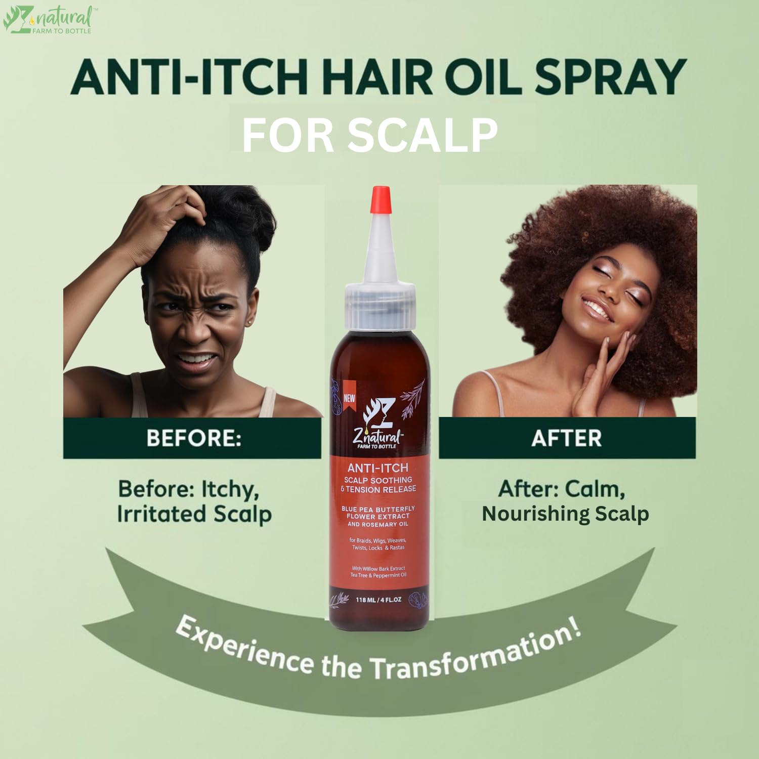 Apaisement du cuir chevelu sous tresses grâce à Z’natural huile.