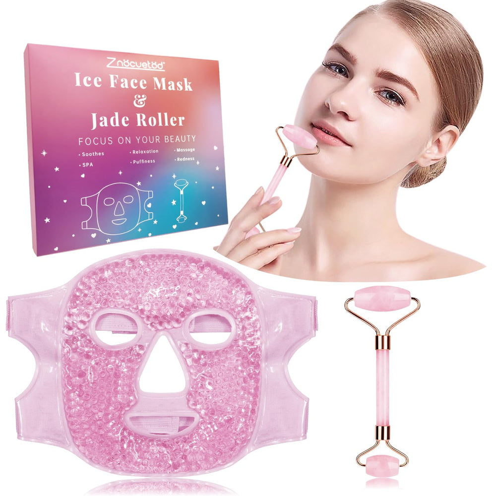 Masque gel froid ZNÖCUETÖD sur le visage, rafraîchit et dégonfle les yeux.