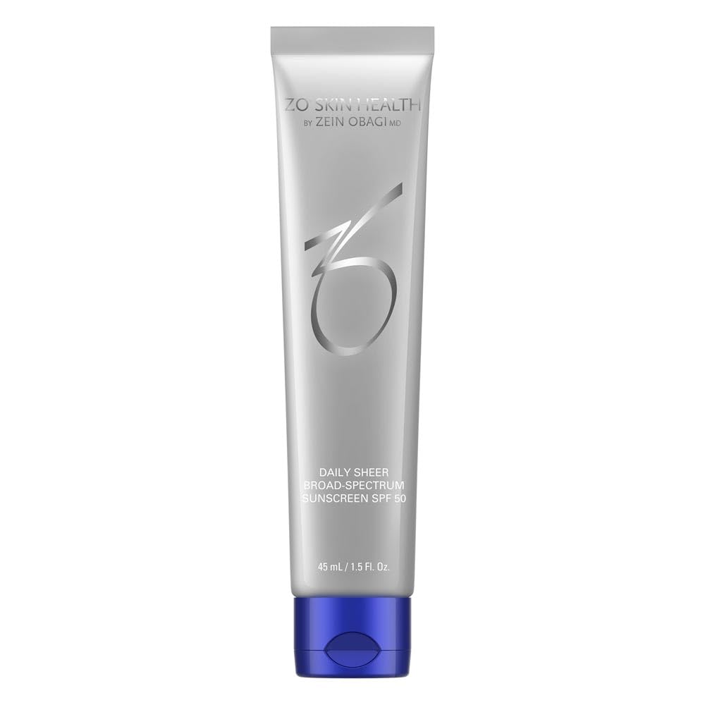 ZO Skin Health Daily Sheer SPF 50 – bouteille montrant une protection légère et hydratante