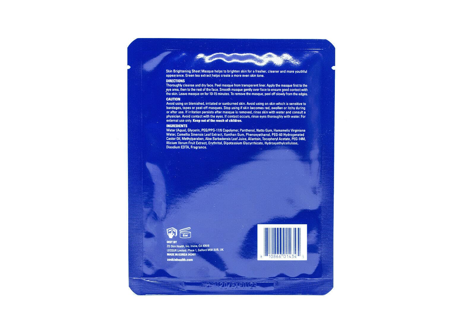 ZO Skin Health Ossential Masque Feuille Éclaircissant – application, peau lumineuse et hydratée.