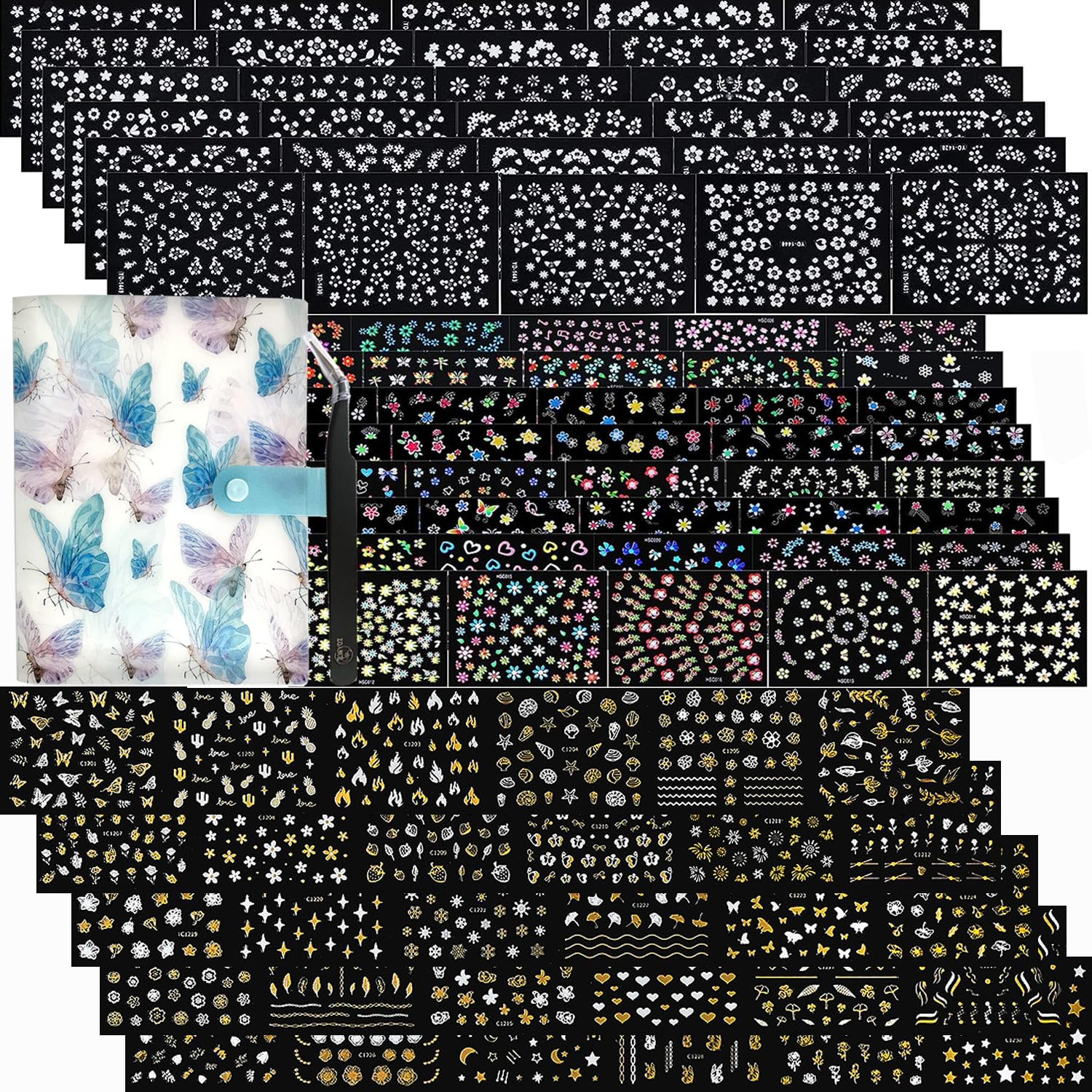 Zoance 102 feuilles de stickers ongles pour designs quotidiens faciles.