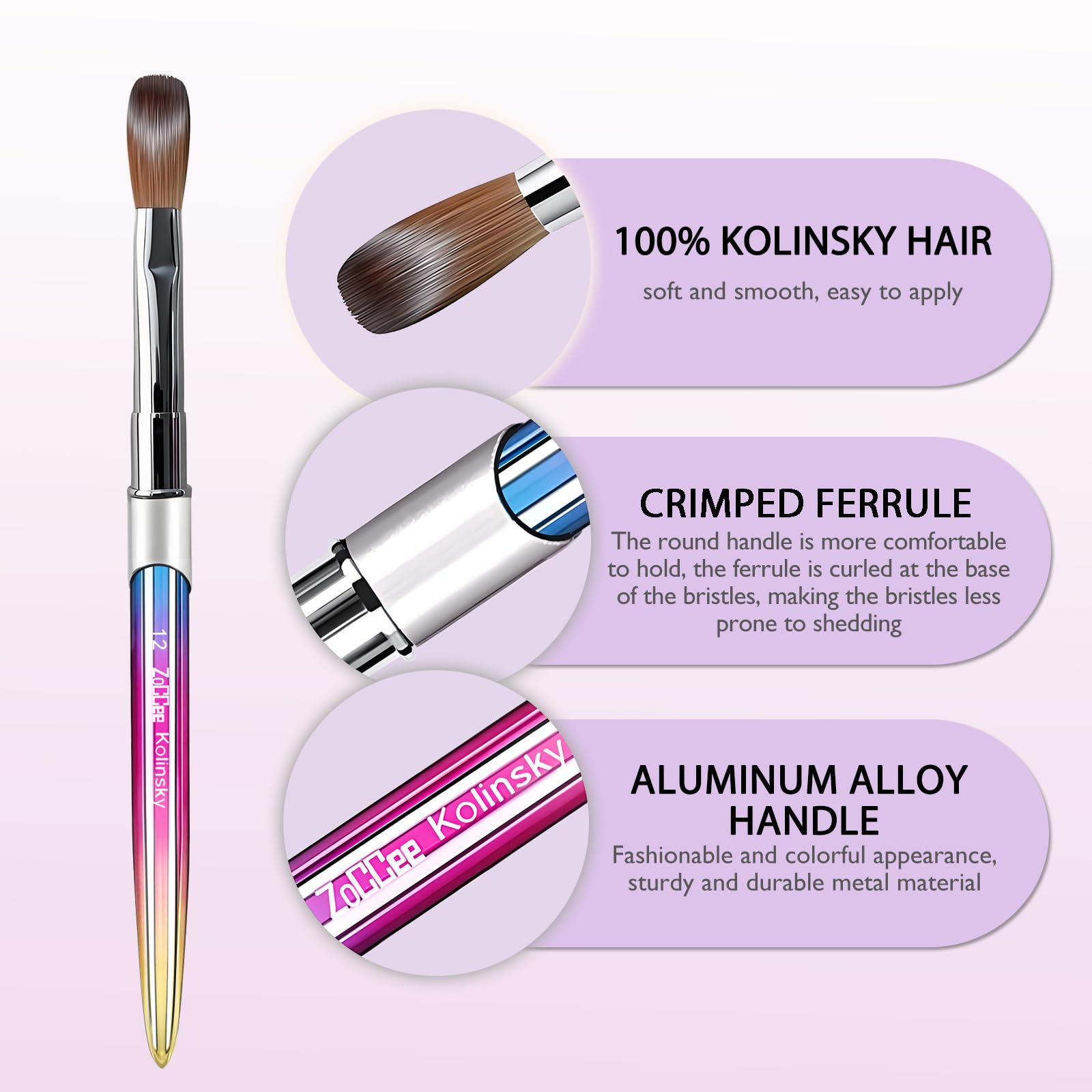 ZOCcee brush designed for accurate French manicures and detailing.