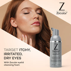 Zocular ZocuFoam application-yeux nettoie les marges et apaise les yeux.