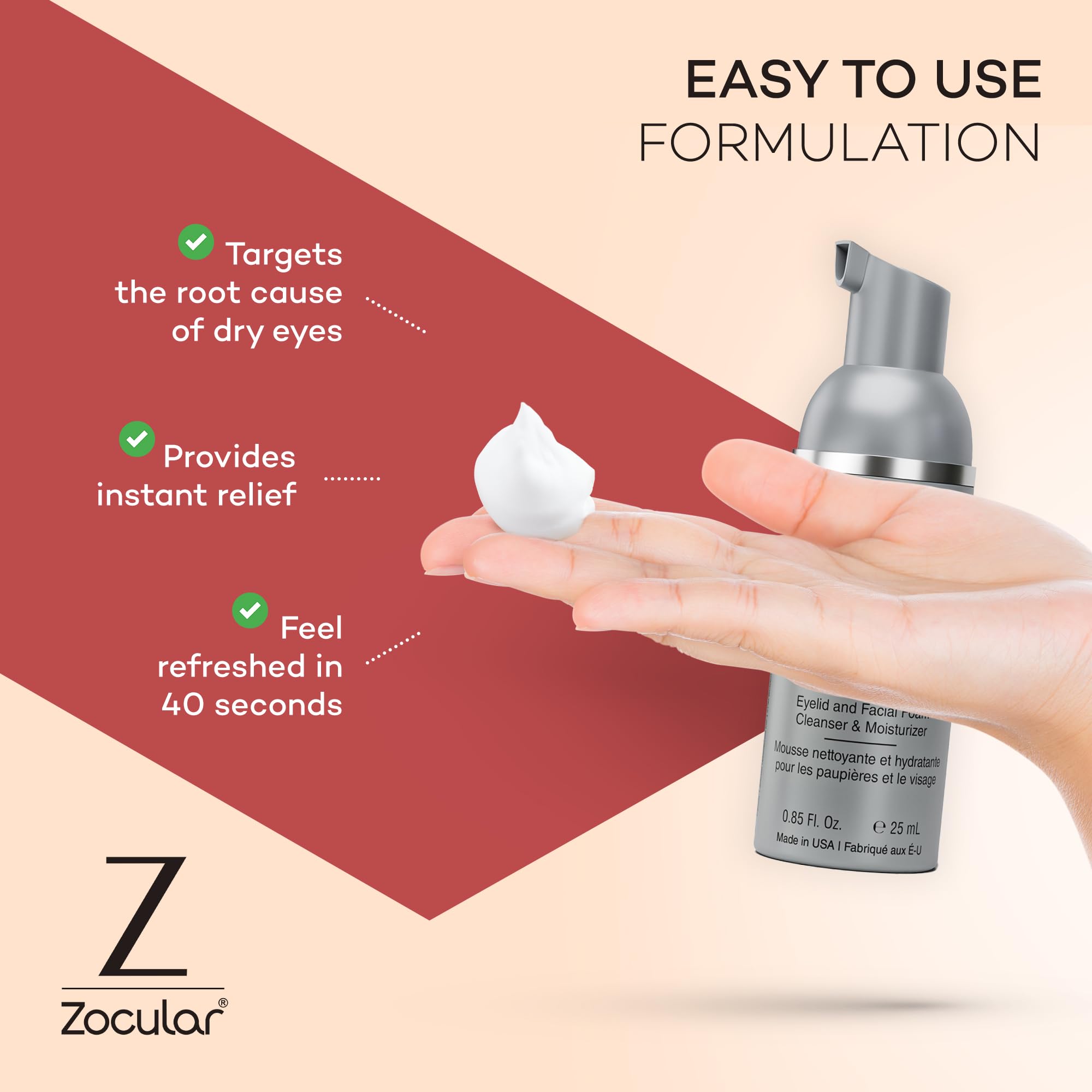 Zocular ZocuFoam soin-yeux-sensibles convient aux yeux sensibles et offre douceur.