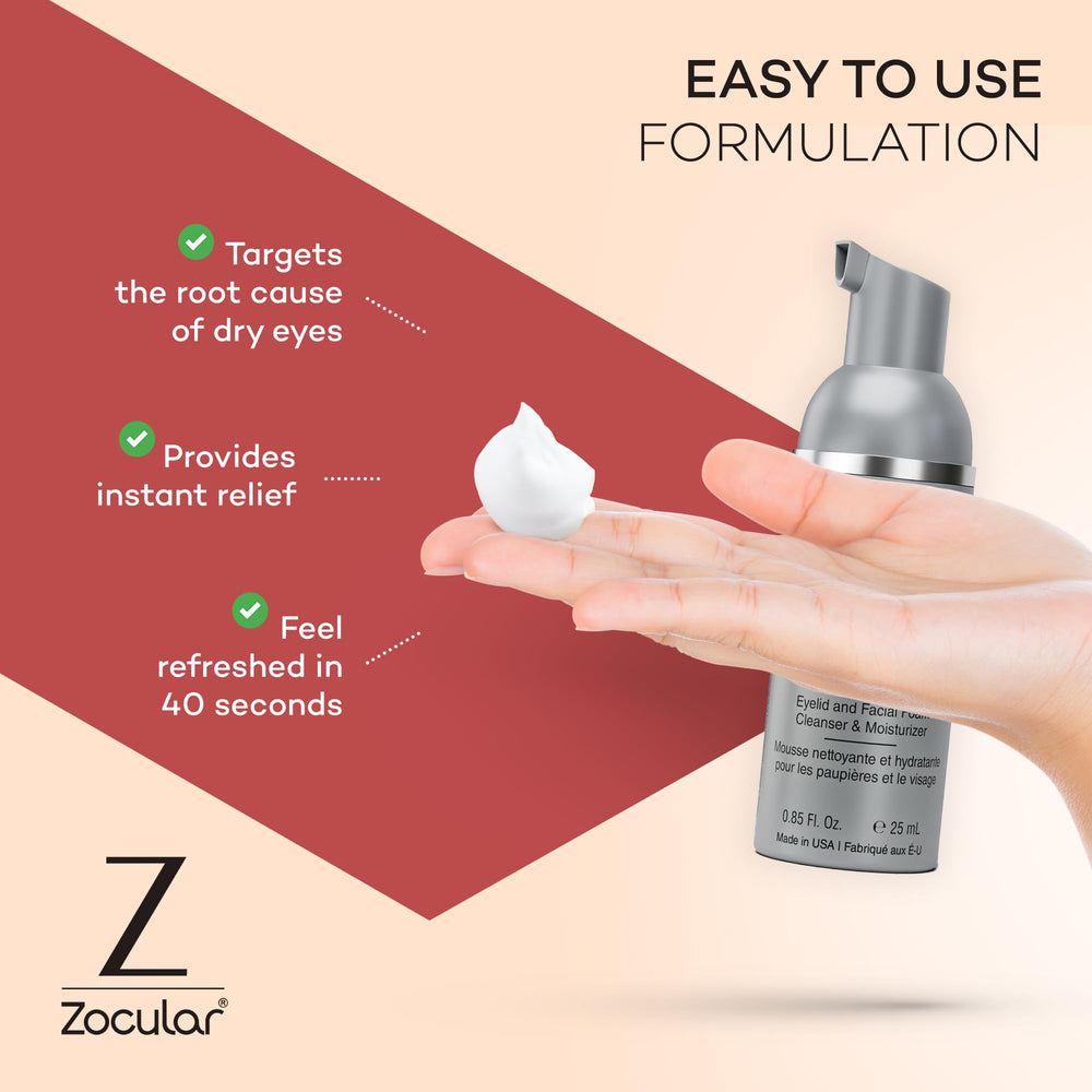 Zocular ZocuFoam soin-yeux-sensibles convient aux yeux sensibles et offre douceur.