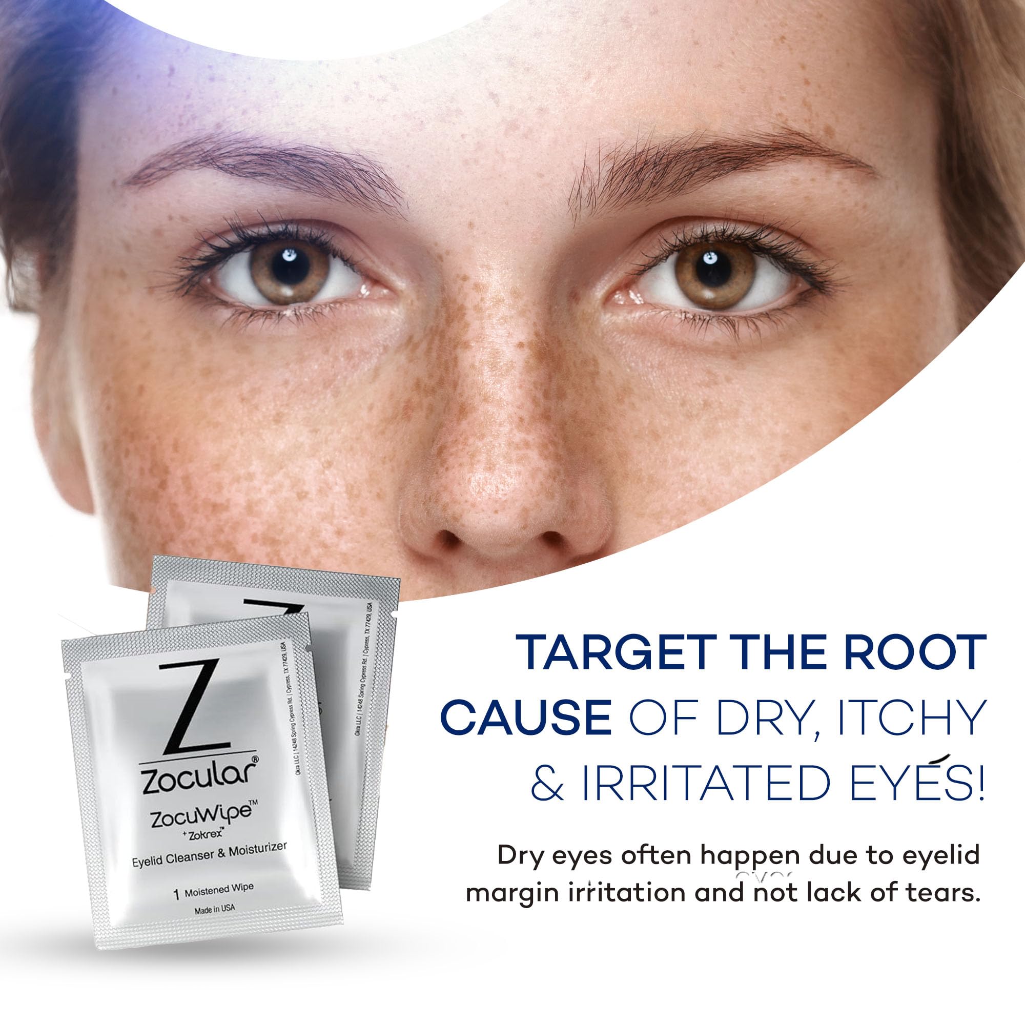 Démaquillant yeux Zocular ZocuWipe pour les résidus cosmetics.