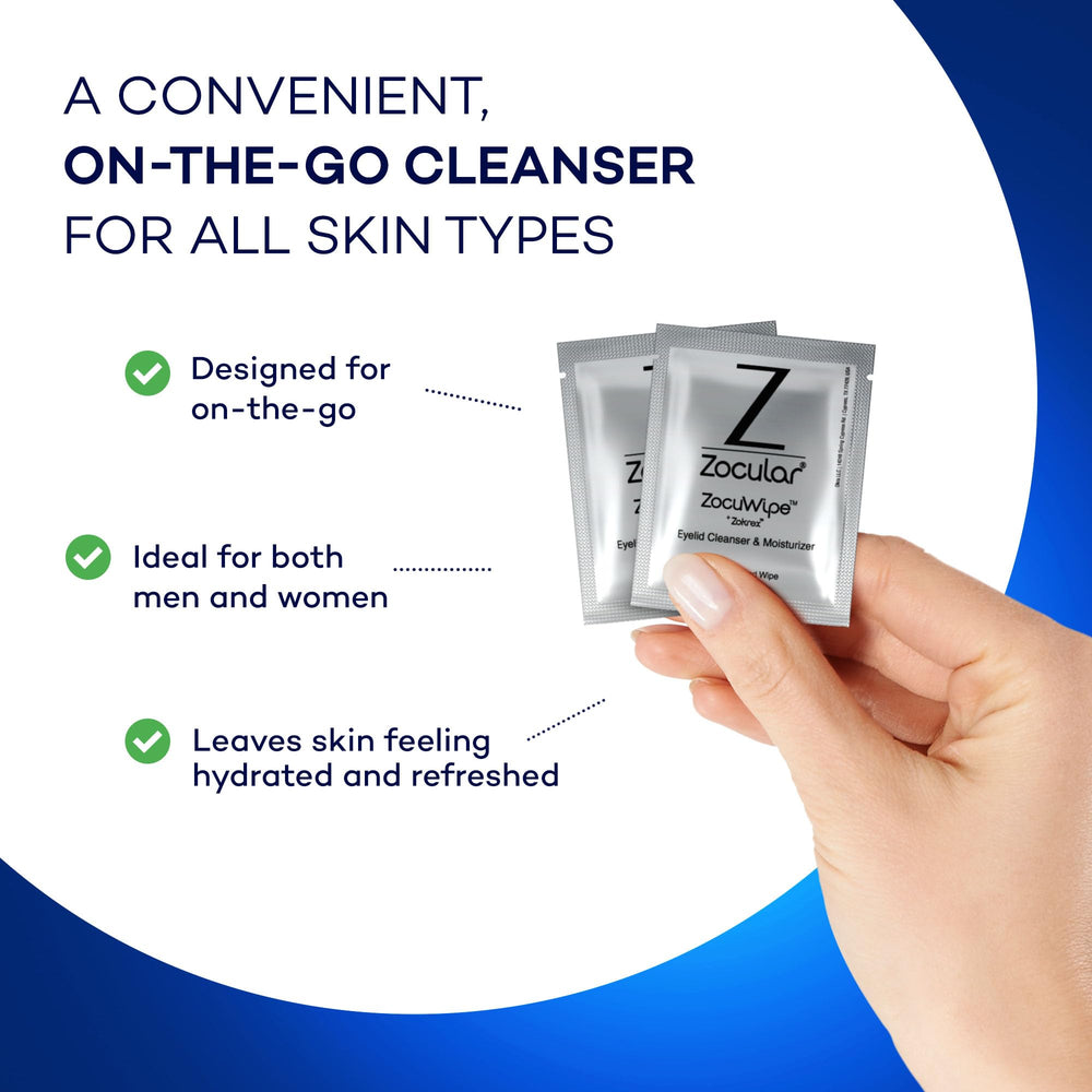 Test dermo-ophthalmologique des lingettes Zocular ZocuWipe.