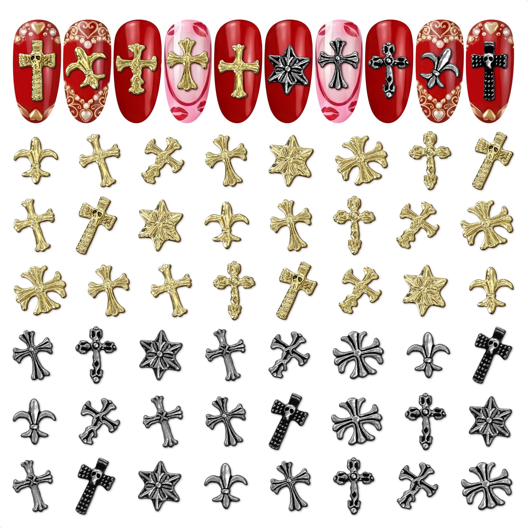ZOKLU croix d'ongle dorée et argentée, 240 pièces, décor durable pour manucure.