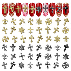 ZOKLU croix d'ongle dorée et argentée, 240 pièces, décor durable pour manucure.