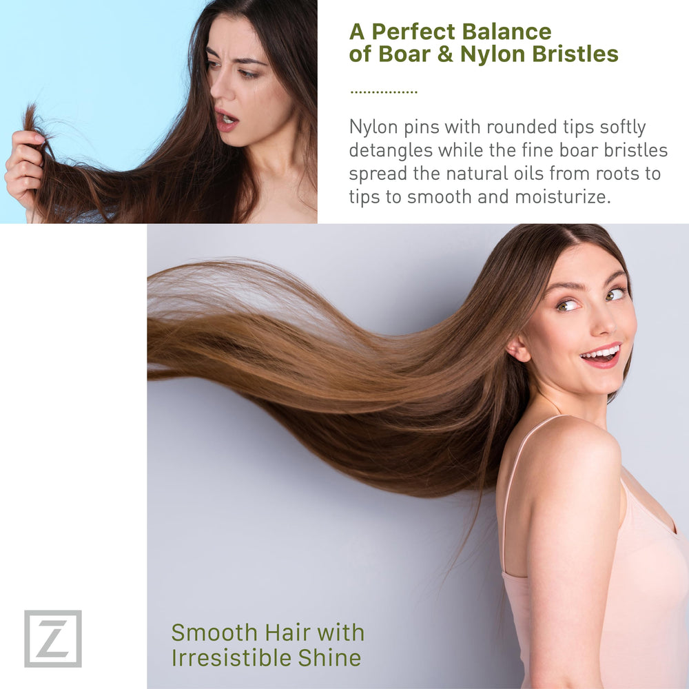 Brosse Zollo utilisable sec et humide pour coiffage rapide et efficace.
