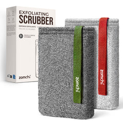 Éponge exfoliante ZOMCHI pour le corps, deux textures, gris, parfait pour un soin en profondeur.