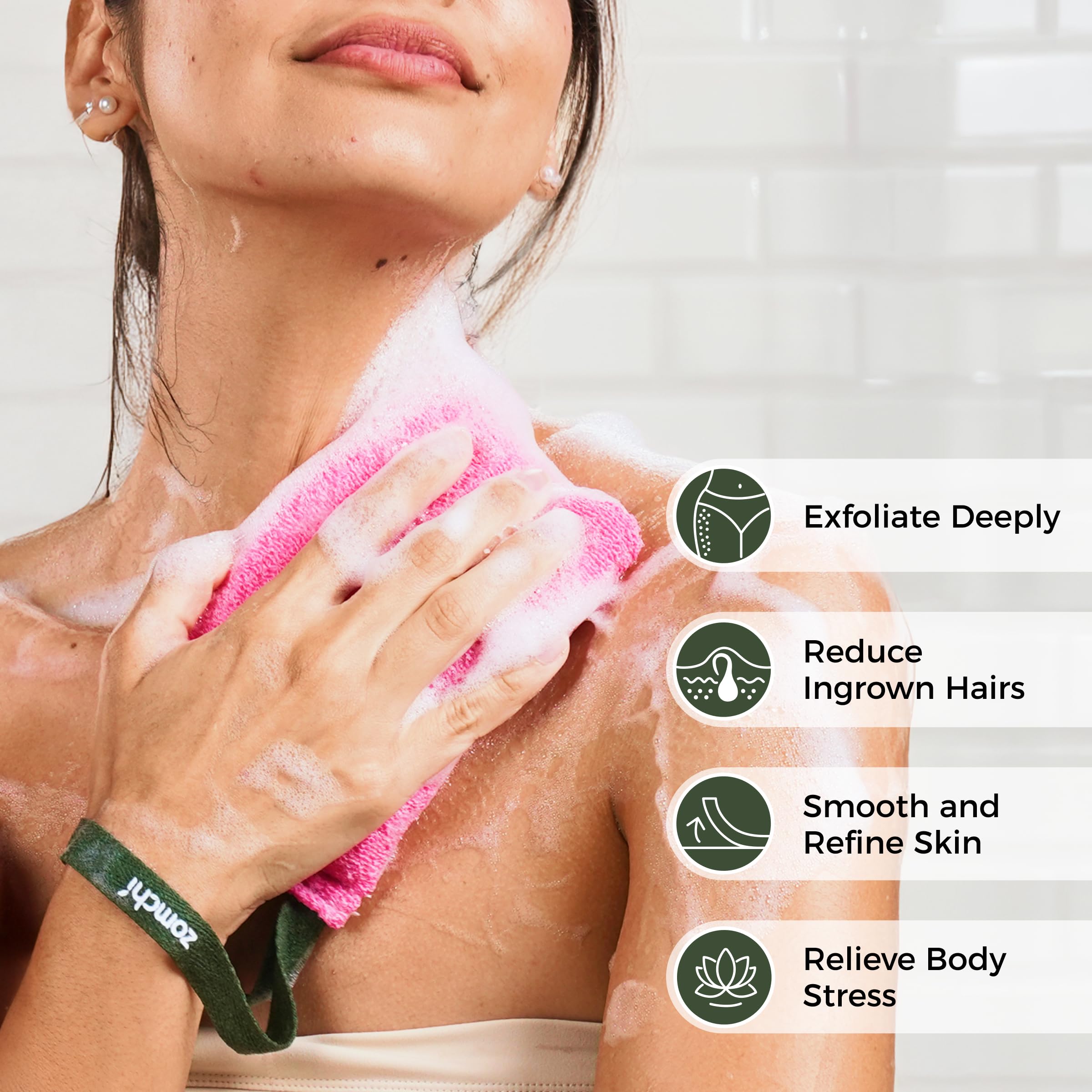 ZOMCHI éponges exfoliantes roses offrent une mousse dense pour une peau rafraîchie.