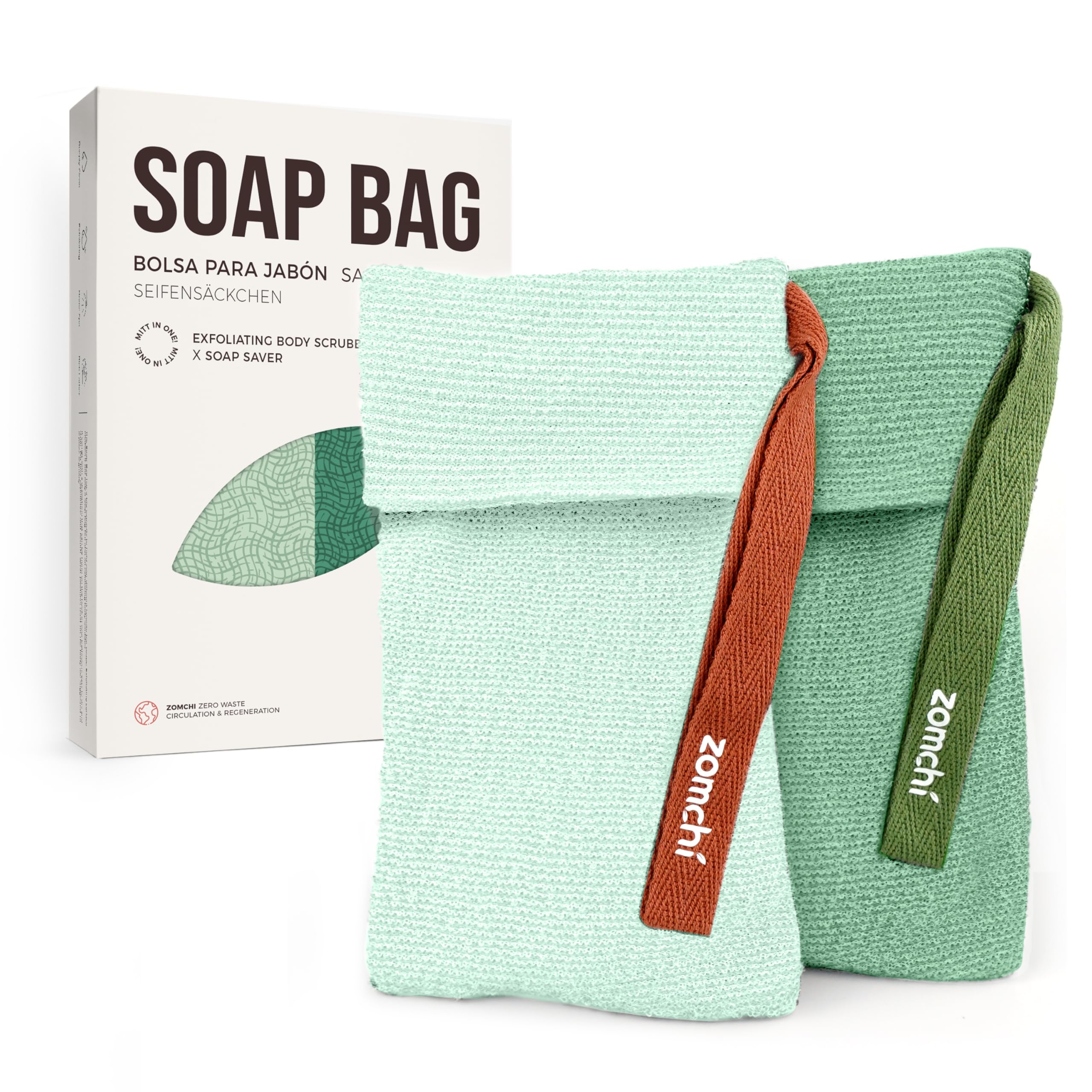 Sacs savonnés ZOMCHI rugueux exposé pour exfoliation en profondeur