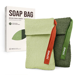 Sachet exfoliant ZOMCHI à mailles rugueuses pour gommage efficace du corps.