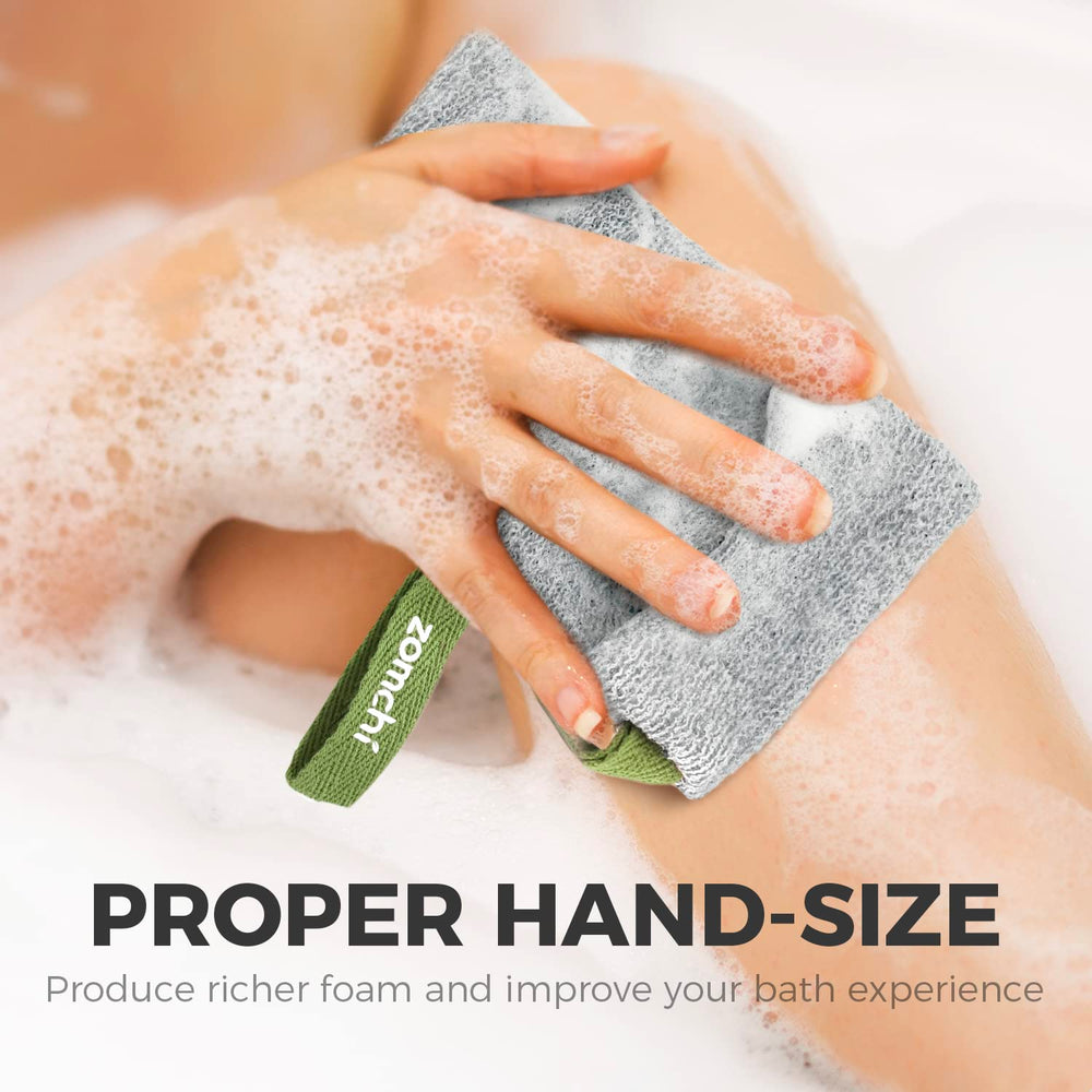 ZOMCHI sac à savon facilite le massage circulaire en douche pour une peau douce.