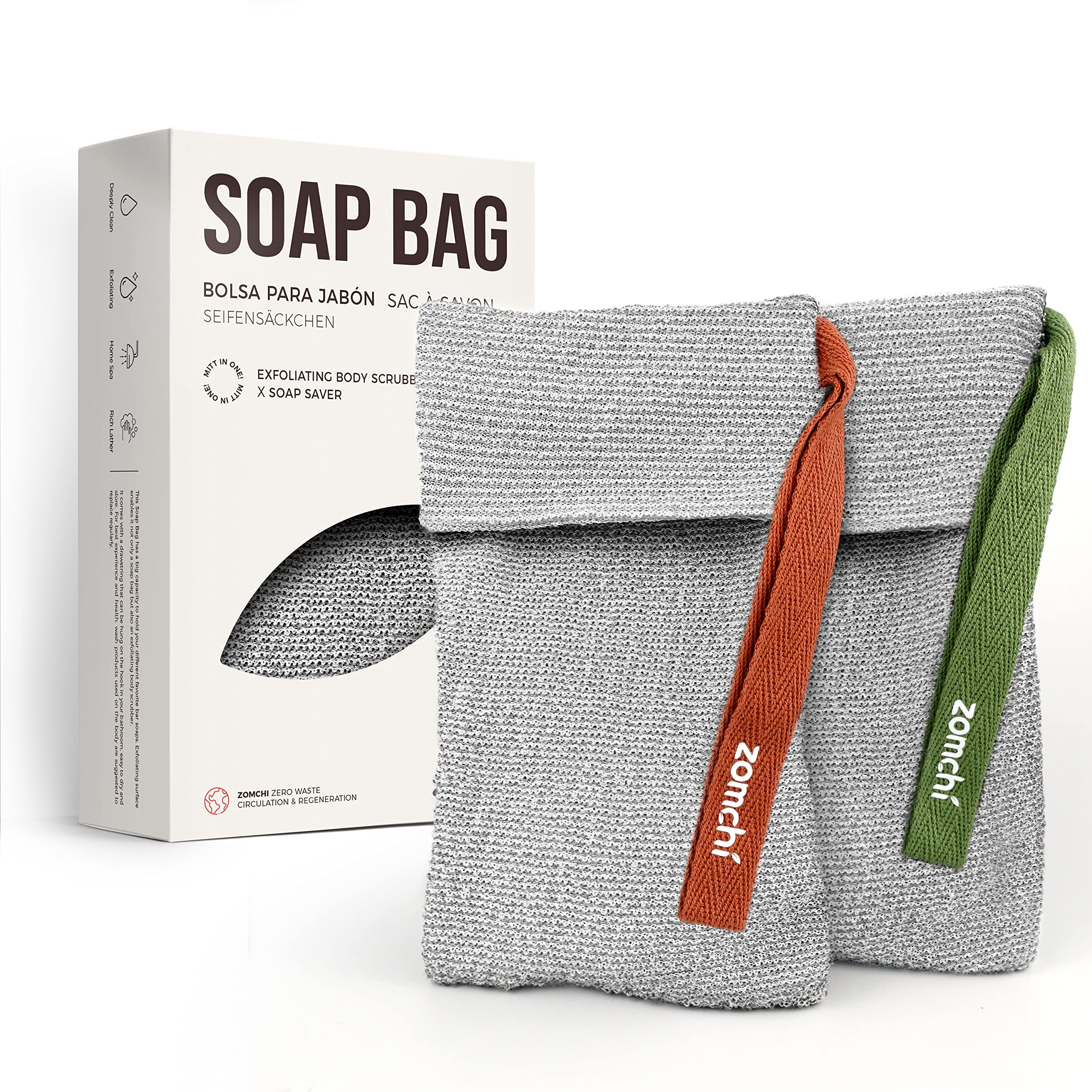 Le sac à savon ZOMCHI offre une exfoliation douce pour la peau.