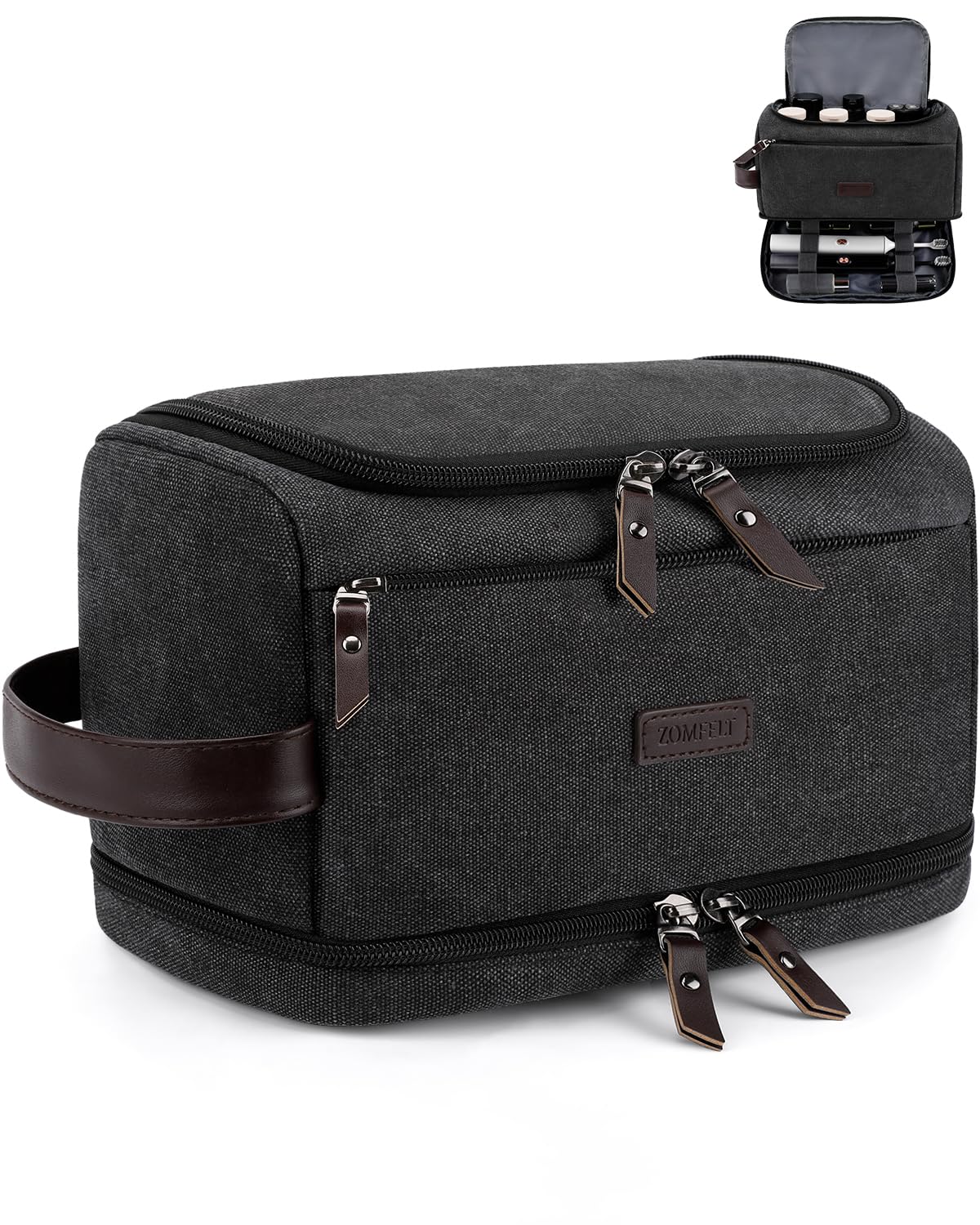 ZOMFELT Trousse de toilette avec couches supérieure et inférieure pour un rangement ordonné