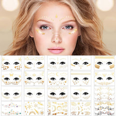 Zonon tatouages dorés pour visage – 20 feuilles, look festif durable.