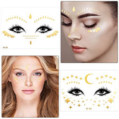 Zonon tatouages-or visage motif etoile filante: attire le regard et le style.