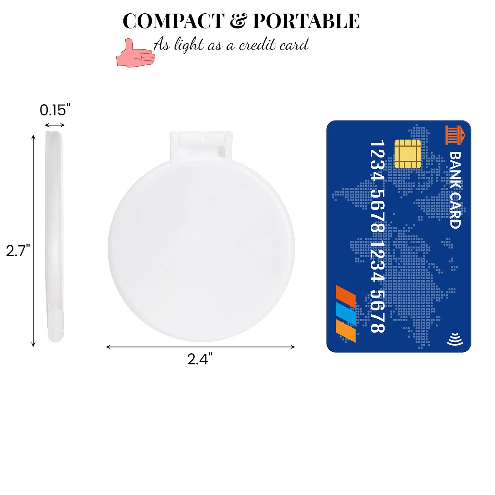 Zoofox miroir rond poche compacte, pratique pour retouches en déplacement.