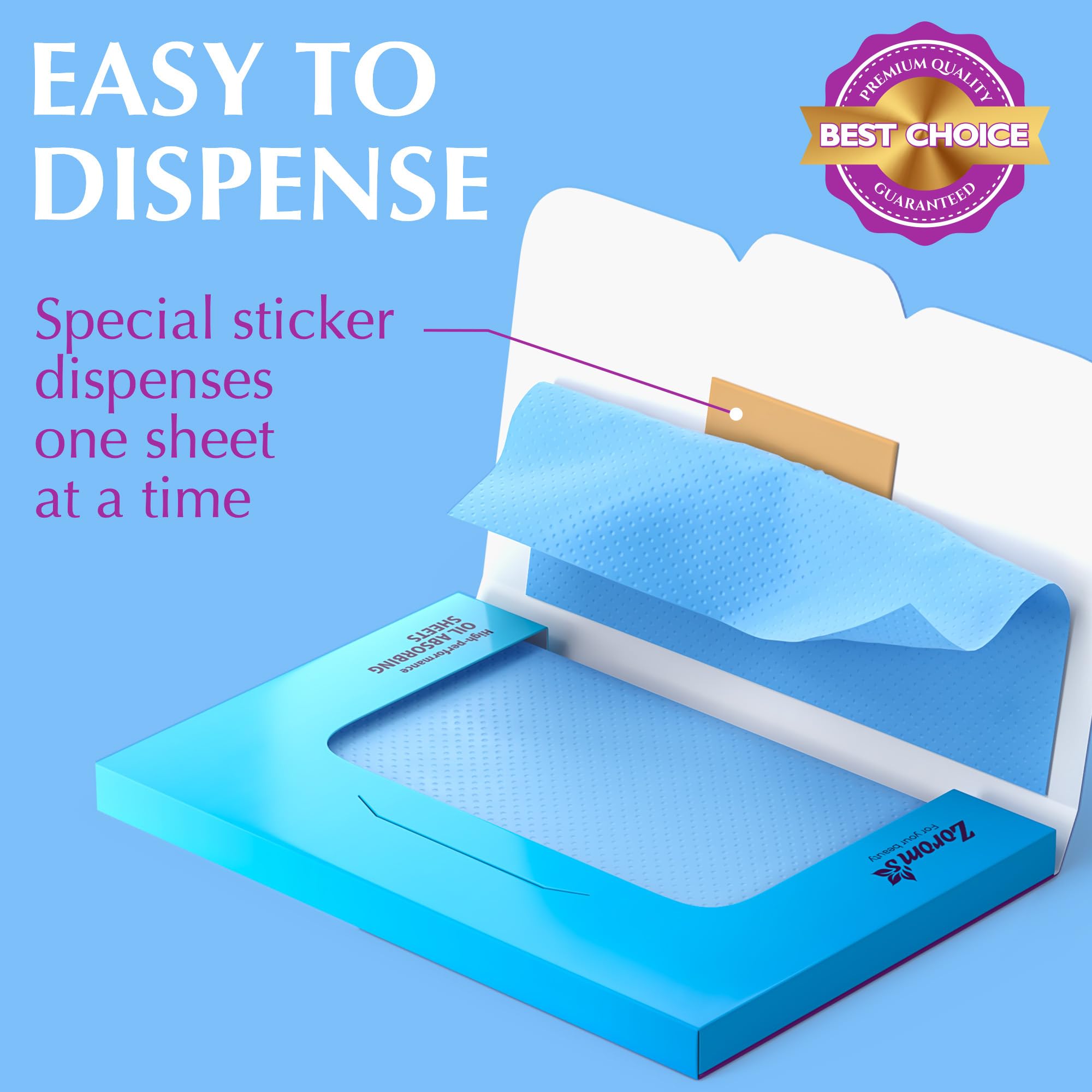 Zorom's feuilles visage ultra-douces absorbent l'huile sans dessécher.