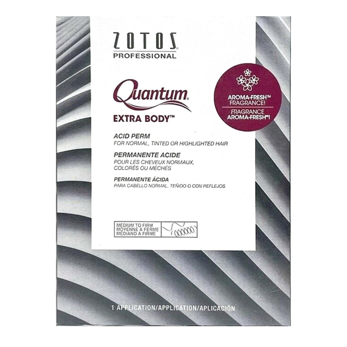 Zotos Quantum Extra Body Acid Permanent, bouteille d’application, facilite une mise en forme durable des boucles.