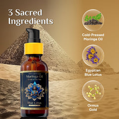 Bouteille ZP.TECH huile moringa lotus bleu, arôme subtil pour les sens.