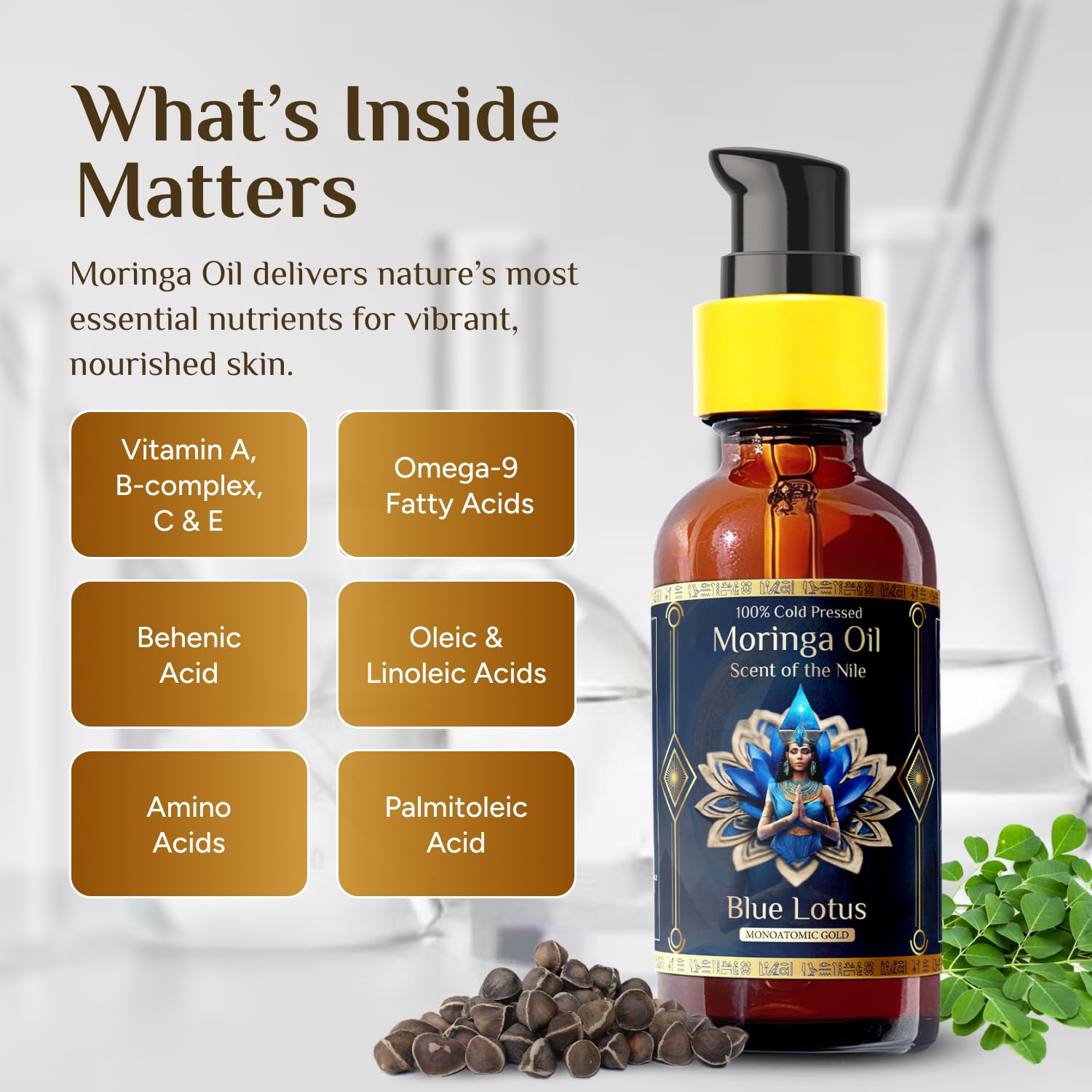 ZP.TECH Huile Moringa Pur – rituel inspiré Égypte pour bien-être