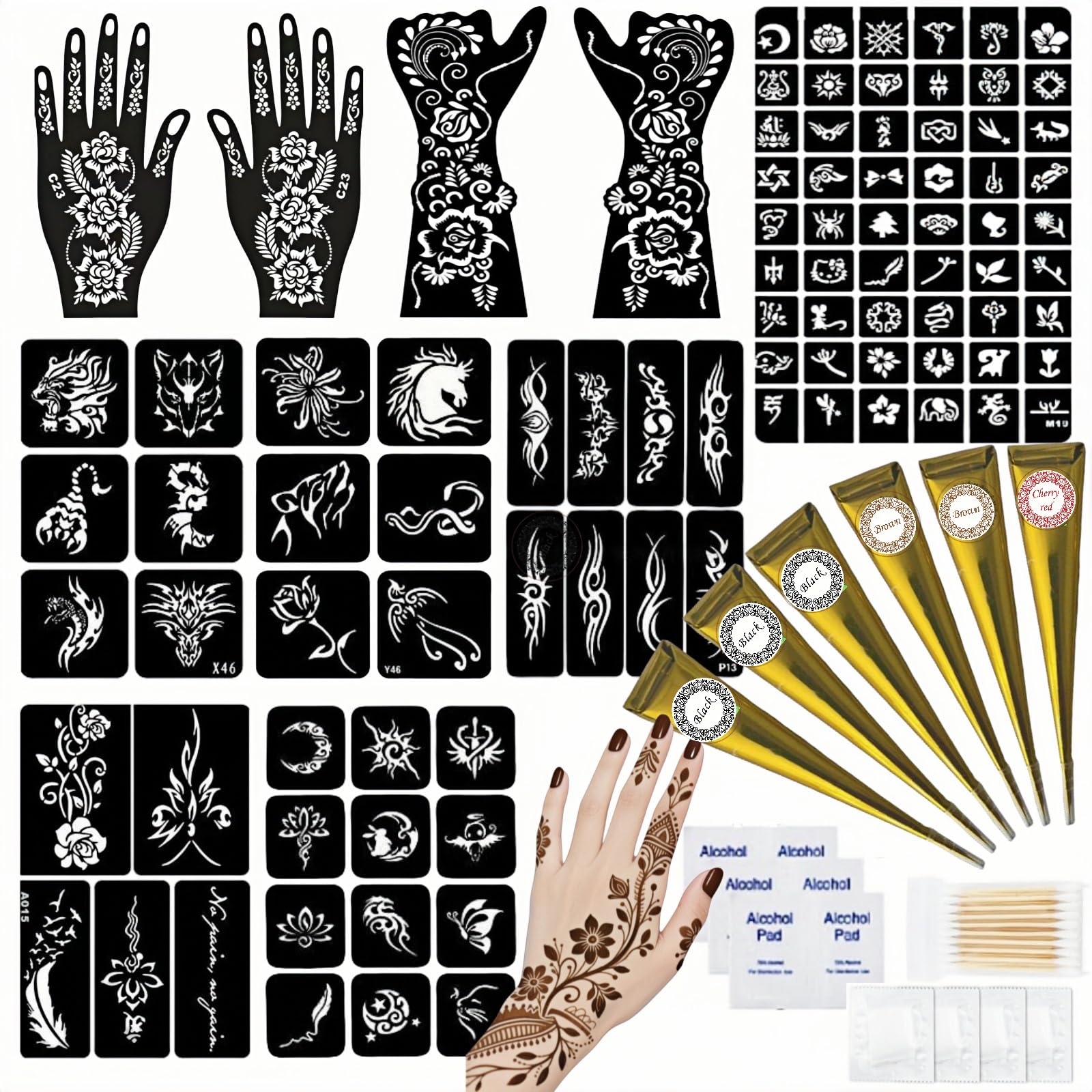 ZPTYCHZ kit pochoirs tatouages temporaires – application simple et rapide.