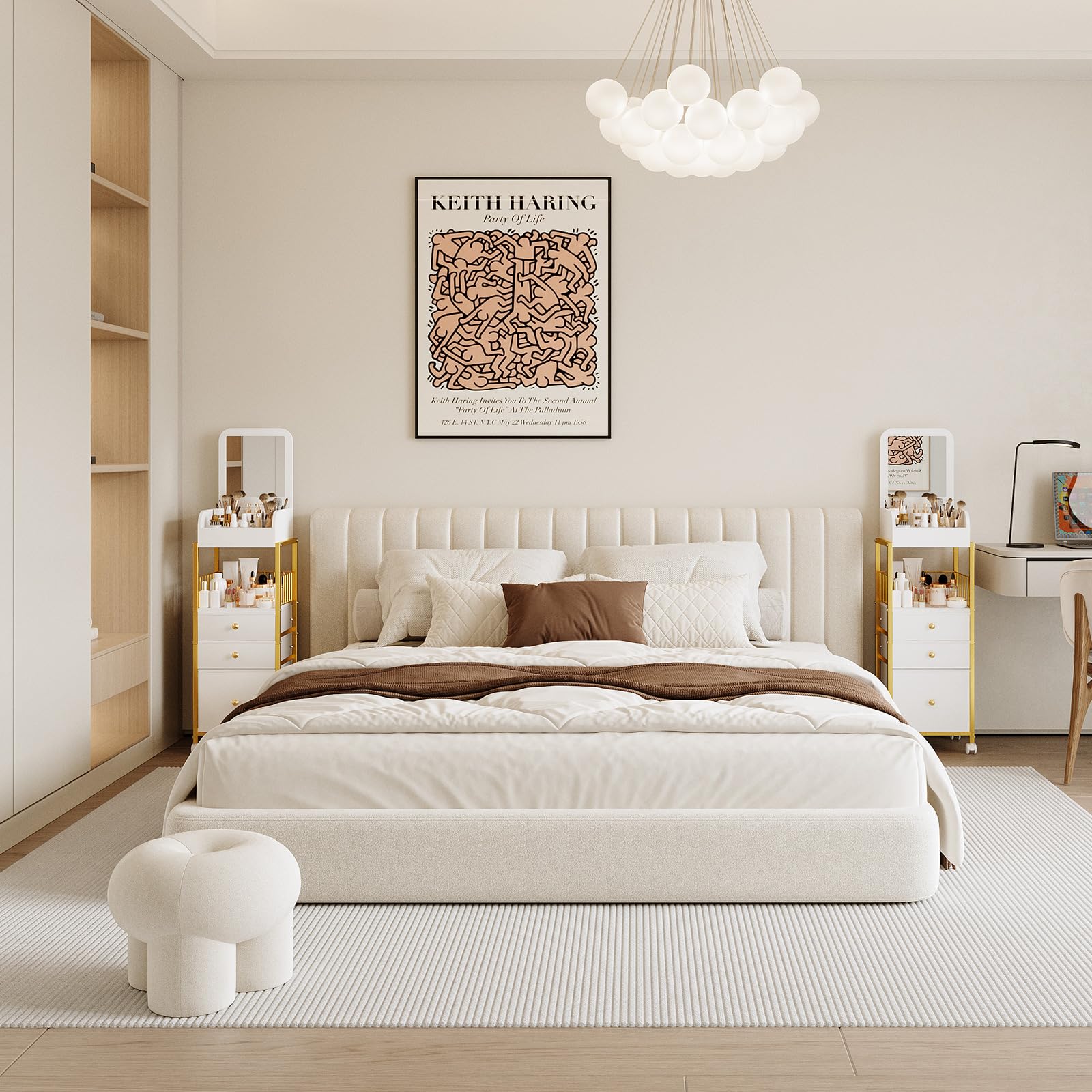 ZQUYAJ design élégant et doré, ajout décoratif à la coiffeuse.