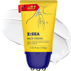Crème pour le cou Z：SEA avec rouleau démontrant l’application ciblée et rafraîchissante.