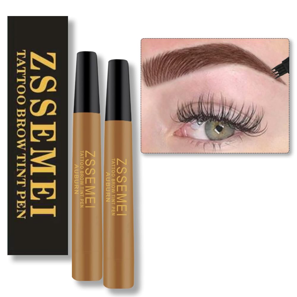 ZSSEMEI sourcils auburn étanche avec tête quadruple pour tracé naturel et durable.