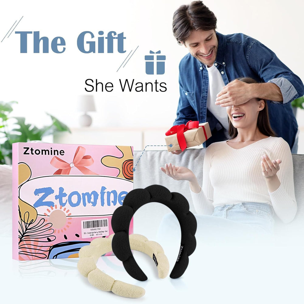 Bandeau Ztomine pour soin visage esthéticien noir, accessoire pratique en spa.