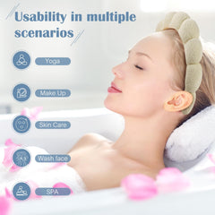 Bandeau spa Ztomine bleu en terry absorbant, garde les cheveux hors du visage.