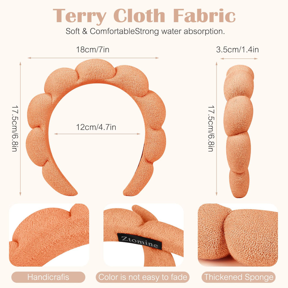 Bandeau Ztomine en coton épais absorbant, garde les cheveux au sec pendant le lavage du visage.