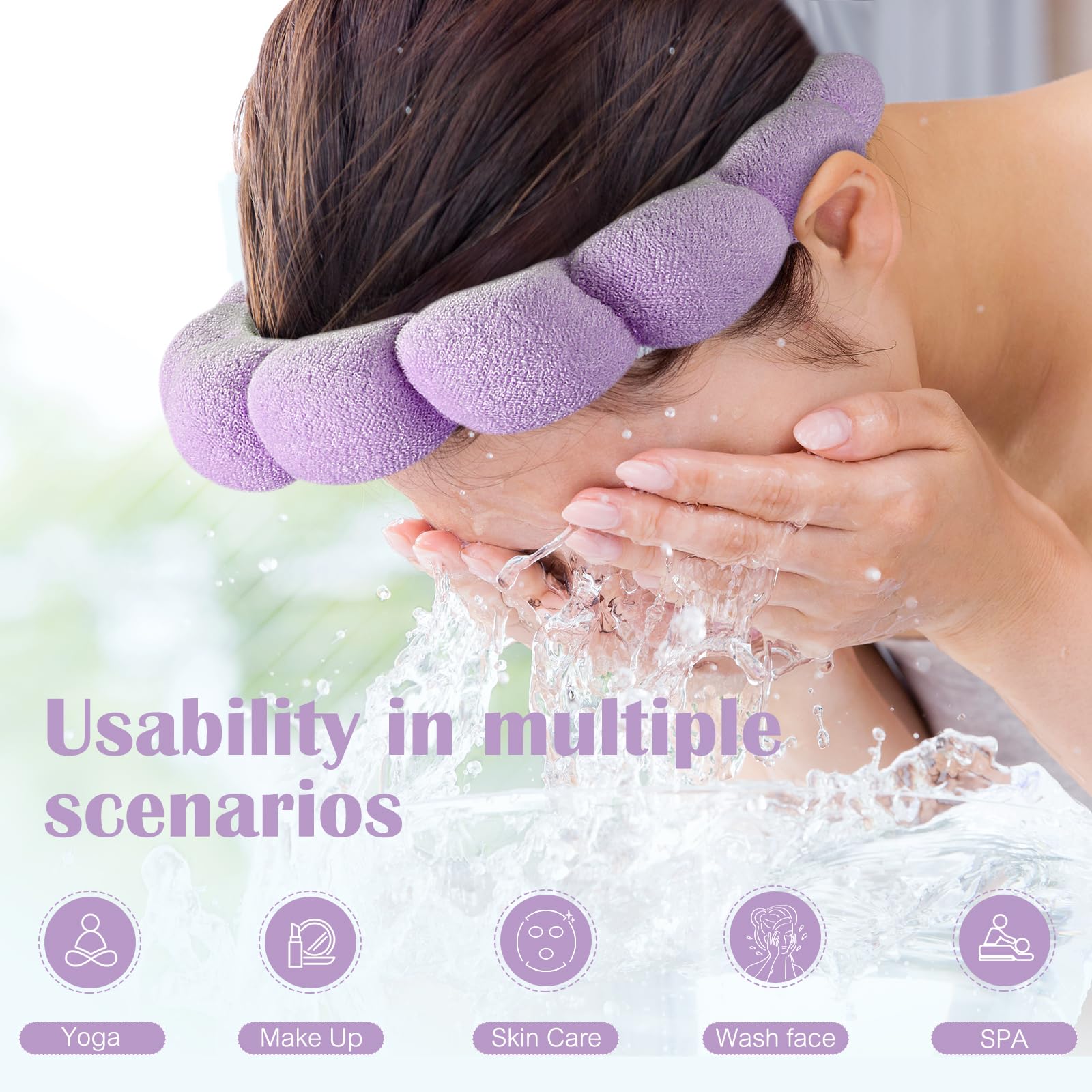 Bandeau spa Ztomine design croissant, garde les cheveux hors du visage.
