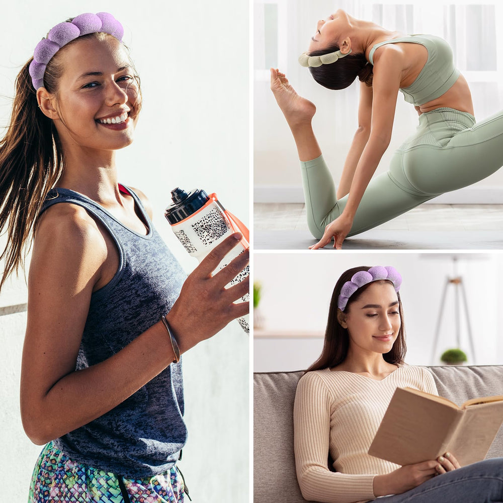 Bandeau Ztomine porté sur la tête, pratique lors du soin facial.