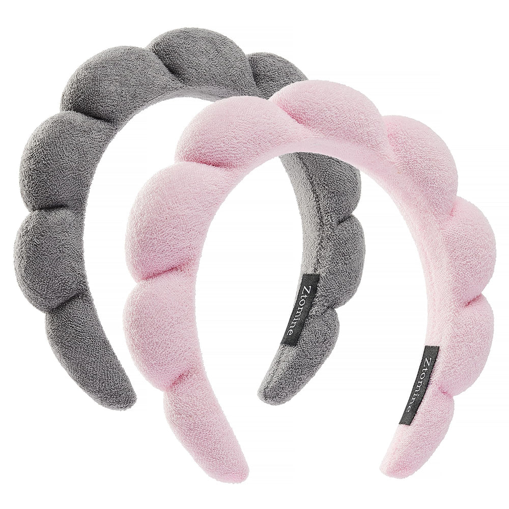 Bandeaux spa Ztomine rose et gris pour cheveux hors du visage.