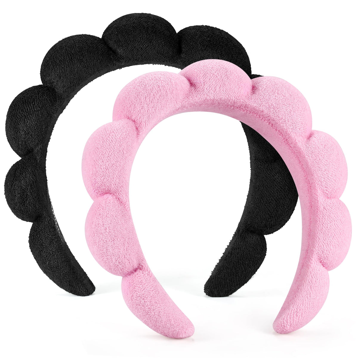 Bandeau spa Ztomine noir et rose couvrant les cheveux pendant le soin du visage