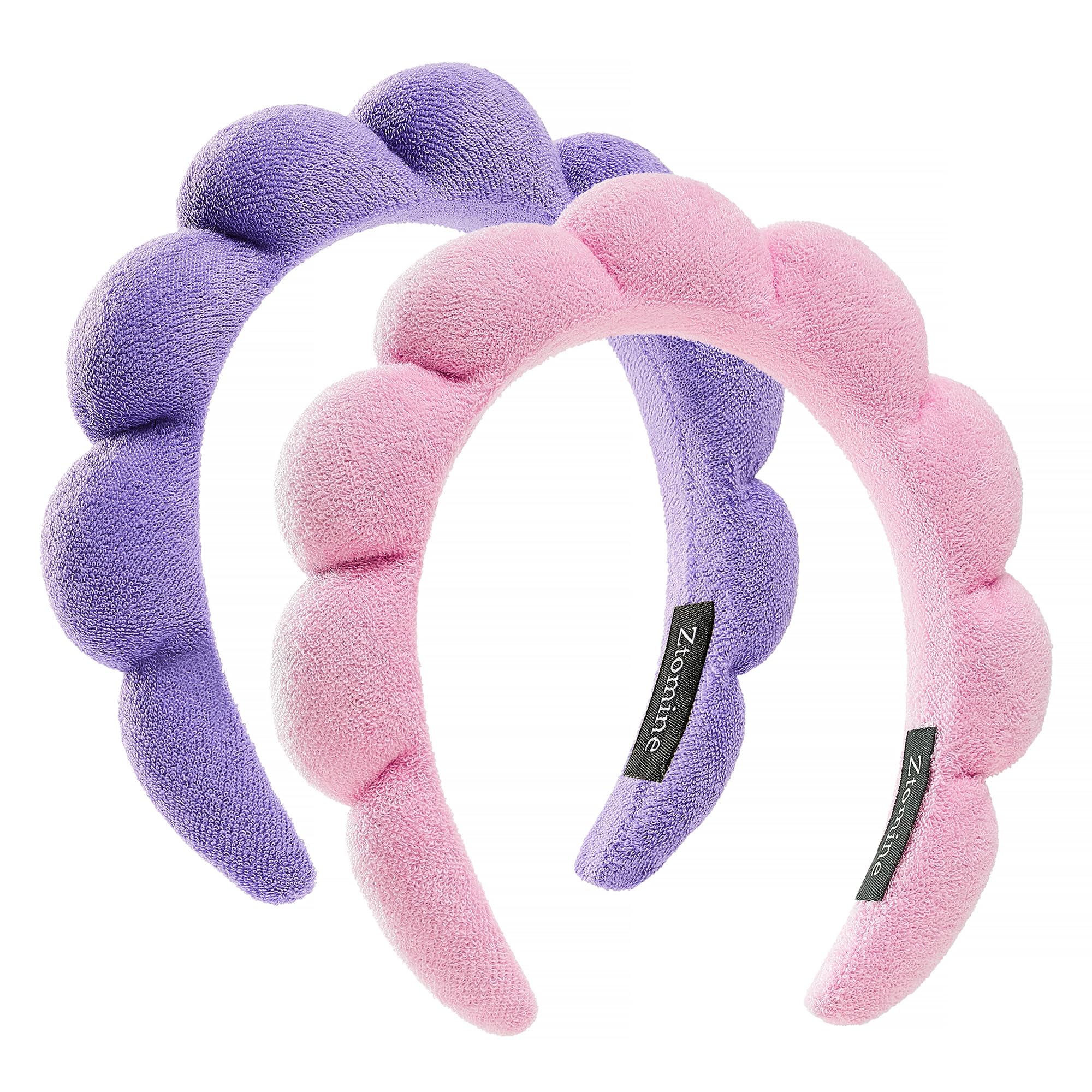 Ztomine serre-tête spa croissant rose pour protéger les cheveux lors du soin du visage.