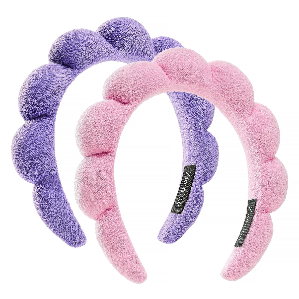 Ztomine serre-tête spa croissant rose pour protéger les cheveux lors du soin du visage.