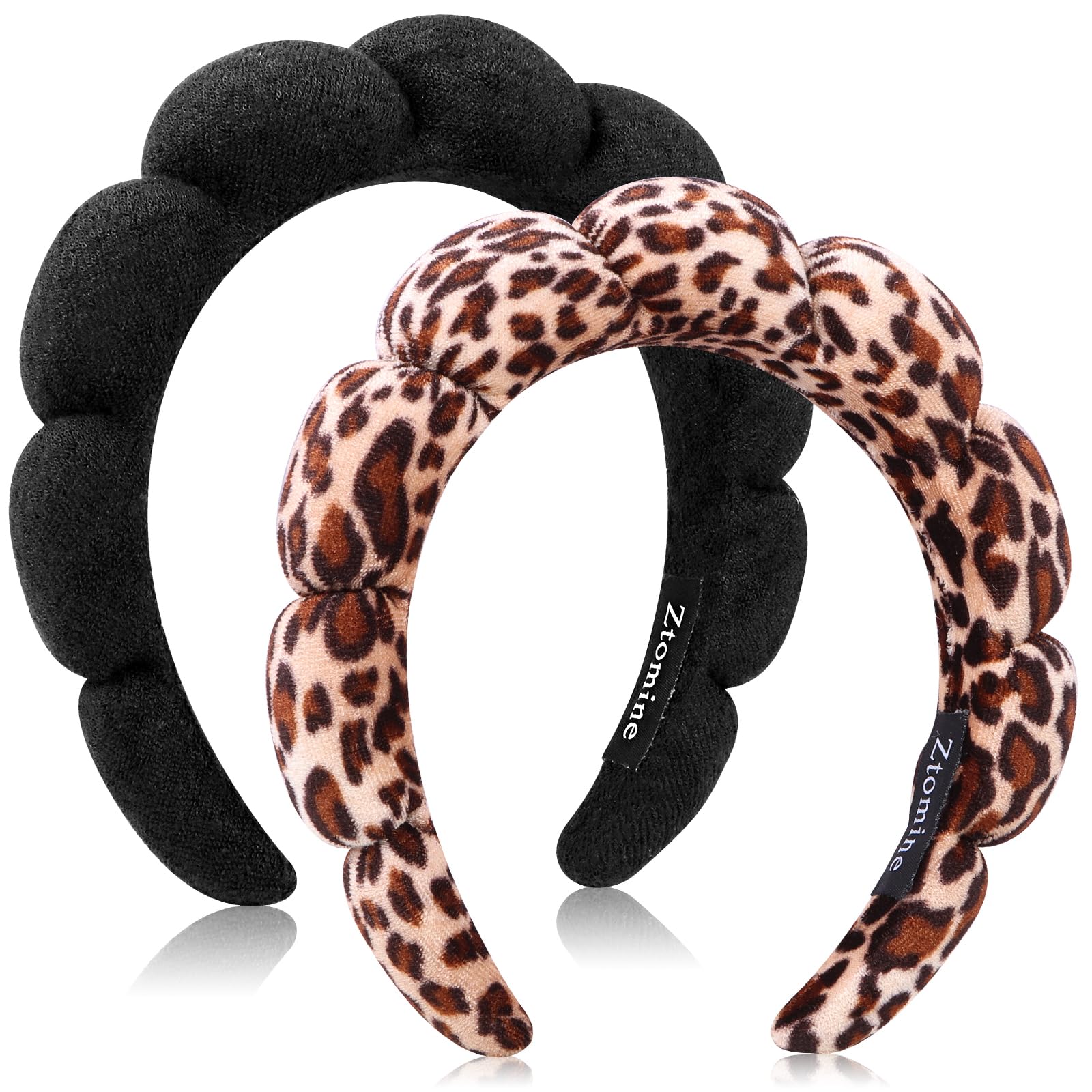 Bandeau spa Ztomine leopard croissant, confort doux et absorbant pour les soins du visage.