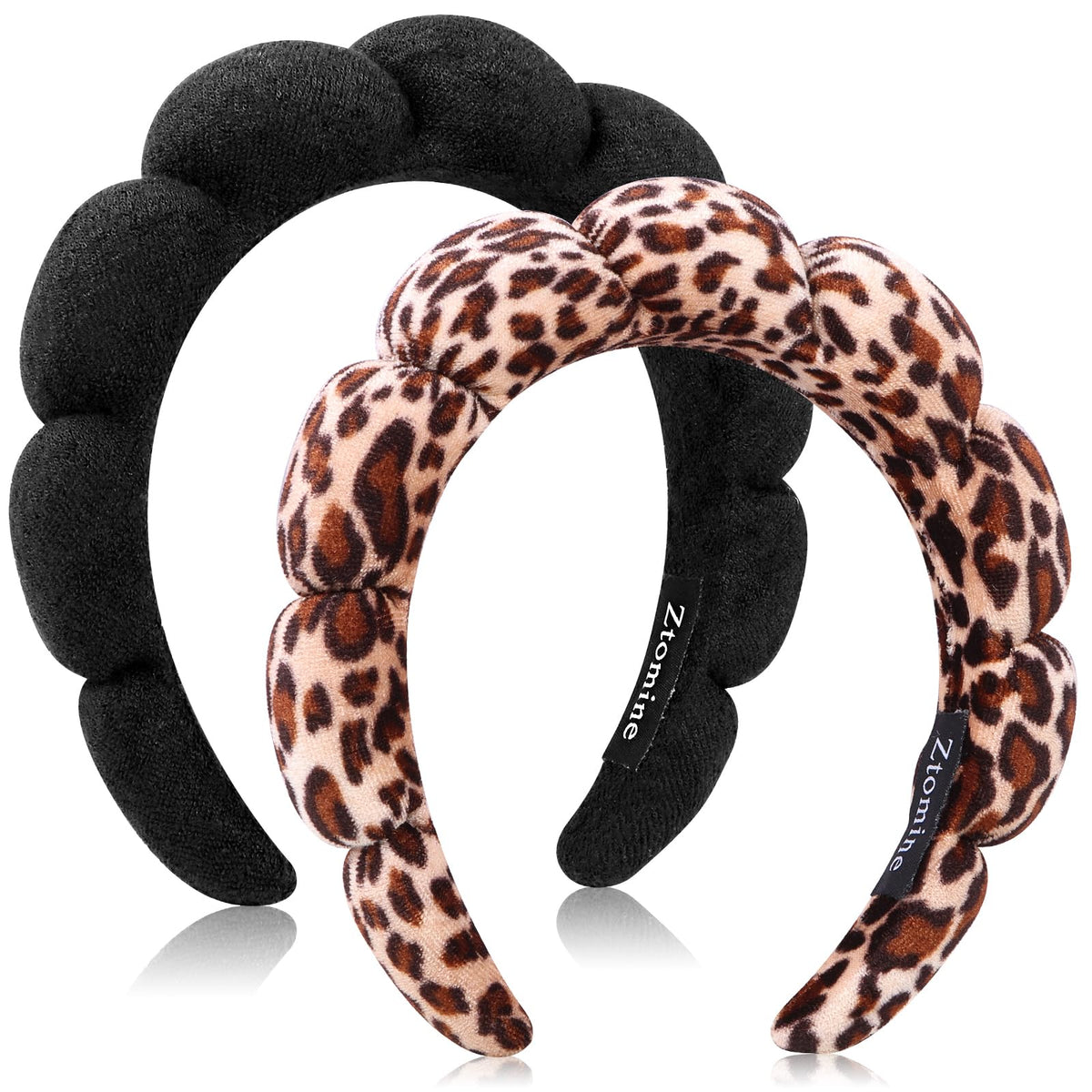 Bandeau spa Ztomine leopard croissant, confort doux et absorbant pour les soins du visage.