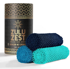 Éponge réseau africaine ZULU ZEST, lot de 3, couleur bleu foncé, usage quotidien.